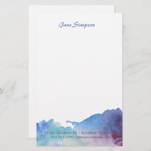 水彩画の個人的な静止した 便箋 (正面/裏面)