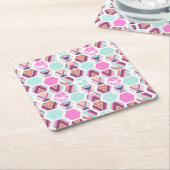 水彩画の六角形パターン スクエアペーパーコースター (アングル)