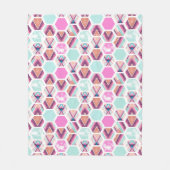 水彩画の六角形パターン フリースブランケット (正面)