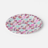 水彩画の六角形パターン ペーパープレート (アングル)