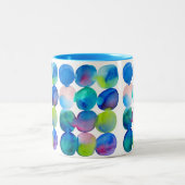 水彩画の円パターン抽象美術のカッコいい色 ツートーンマグカップ (中央)