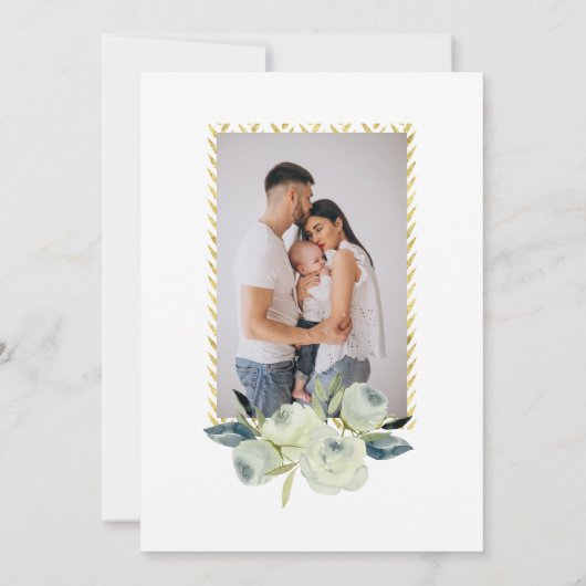 水彩画の写真との花の誕生の発表 招待状 (裏面)