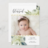 水彩画の写真との花の誕生の発表 招待状 (正面/裏面)