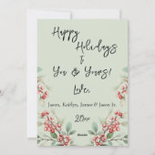 水彩画の写真 幸せな休暇 松の葉とホリーデザイン シーズンカード (裏面)