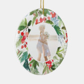 水彩画の冬の果実および緑の草木 セラミックオーナメント (右)