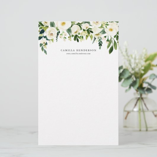 水彩画の冬の植物の花の花輪 便箋 (スタンド正面)