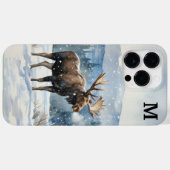 水彩画の冬の自然の中の雄大なヘラジカ Case-Mate iPhoneケース (裏面 (横))