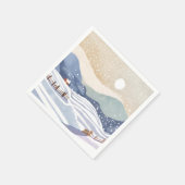 水彩画の冬の雪の丘 スタンダードカクテルナプキン (角)