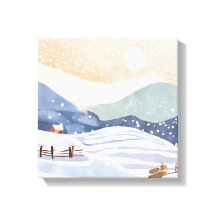 水彩画の冬の雪景色