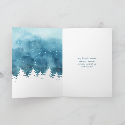 水彩画の冬場面クリスマスの写真 シーズンカード (内部)