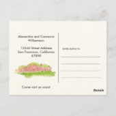 水彩画の別荘の花が新しい家に移動しました ポストカード (裏面)