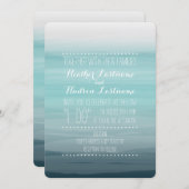 水彩画の刺激を受けたでグラデーションな結婚式-ティール(緑がかった色) 招待状 (正面/裏面)