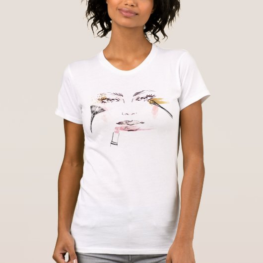 水彩画の化粧の顔 Tシャツ (正面)