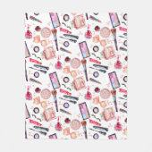 水彩画の化粧パターン フリースブランケット (正面)