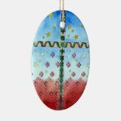 水彩画の十字のクリスマスのオーナメント セラミックオーナメント (右)