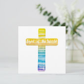 水彩画の十字架 洗礼招待状 宗教的 カード (スタンド正面)