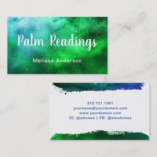 水彩画の占星術の霊魂の読書名刺 名刺 (正面/裏面)