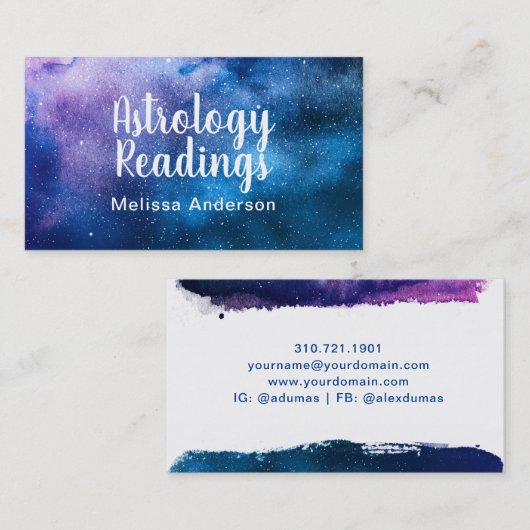 水彩画の占星術の霊魂の読書名刺 名刺 (正面/裏面)
