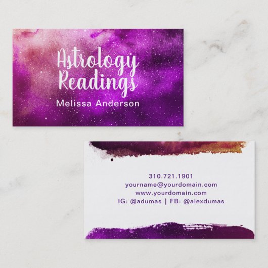 水彩画の占星術の霊魂の読書名刺 名刺 (正面/裏面)