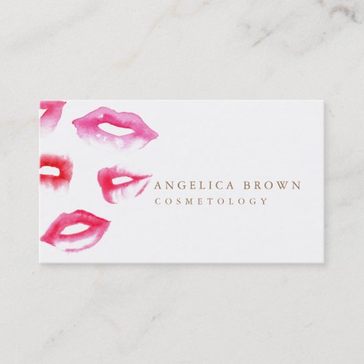 水彩画の口紅のCosmetologyの名刺 名刺 (正面)