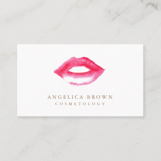 水彩画の口紅のCosmetologyの名刺 名刺 (正面)