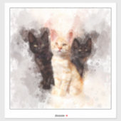 水彩画の可愛い黒猫とオレンジの子猫のトリオ シール (シート)