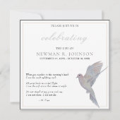 水彩画の哀悼の鳩　生命の祝い 招待状 (正面)