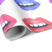 水彩画の唇のキスのおもしろいの口紅 ラッピングペーパー (ロールコーナー)