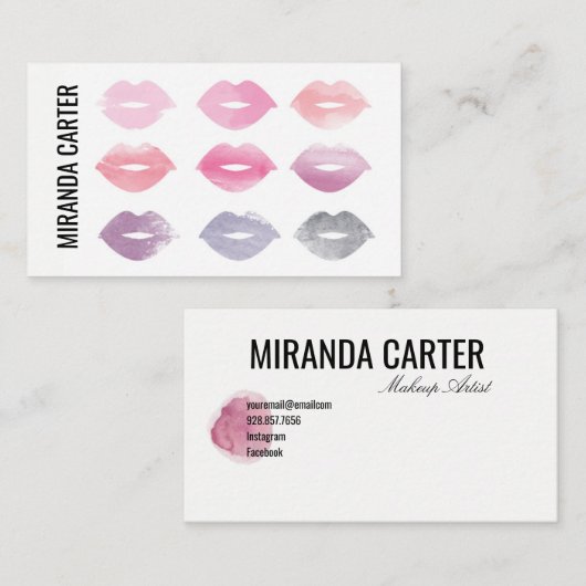 水彩画の唇の名刺 名刺 (正面/裏面)