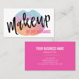 水彩画の唇|のショッキングピンクのメーキャップアーティスト 名刺