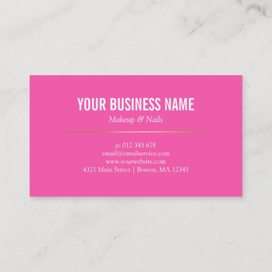 水彩画の唇|のショッキングピンクのメーキャップアーティスト 名刺 (裏面)