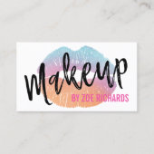 水彩画の唇|のショッキングピンクのメーキャップアーティスト 名刺 (正面)