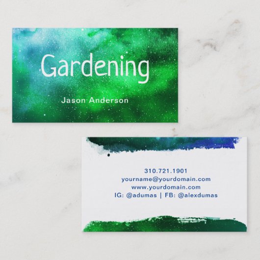 水彩画の園芸庭の看守の名刺 名刺 (正面/裏面)