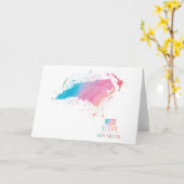 水彩画の地図|ノースカロライナ カード (黄色い花)