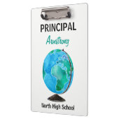 水彩画の地球のパーソナライズな学校長 クリップボード (左)