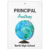 水彩画の地球のパーソナライズな学校長 クリップボード (裏面)