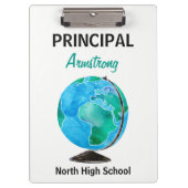 水彩画の地球のパーソナライズな学校長 クリップボード (正面)