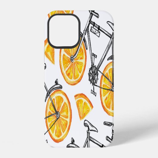 水彩画の夏のデザイン オレンジ色の車輪の自転車 iPhoneケース (裏面)