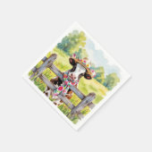 水彩画の夏の帽子をかぶった牛 スタンダードカクテルナプキン (角)