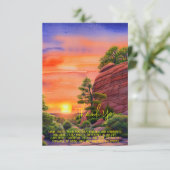 水彩画の夕焼けと赤い岩 オーダーメイド可能 カード (スタンド正面)