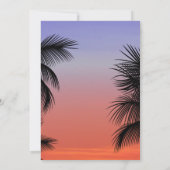 水彩画の夕焼けのパラダイスビーチウェディング セーブザデート (裏面)
