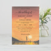 水彩画の夕焼けの納屋の結婚式招待状 招待状 (スタンド正面)