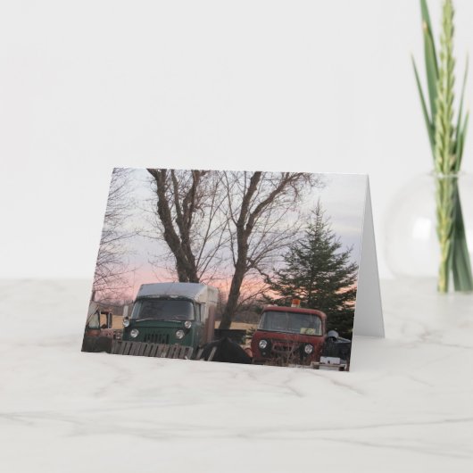 「水彩画の夕焼け」誕生日カード カード (正面)