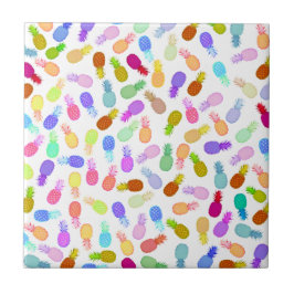 水彩画の多彩でモダンなパイナップルパターン タイル