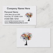 水彩画の多彩な木n butterfly.png 名刺 (正面/裏面)