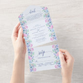 水彩画の多肉植物のボタニカルウェディング オールインワン招待状 (貼ってはがせる)