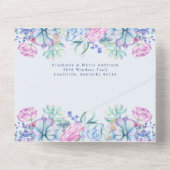 水彩画の多肉植物のボタニカルウェディング オールインワン招待状 (裏面)