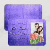 水彩画の多肉植物の写真　紫色　保存日 招待状 (正面/裏面)