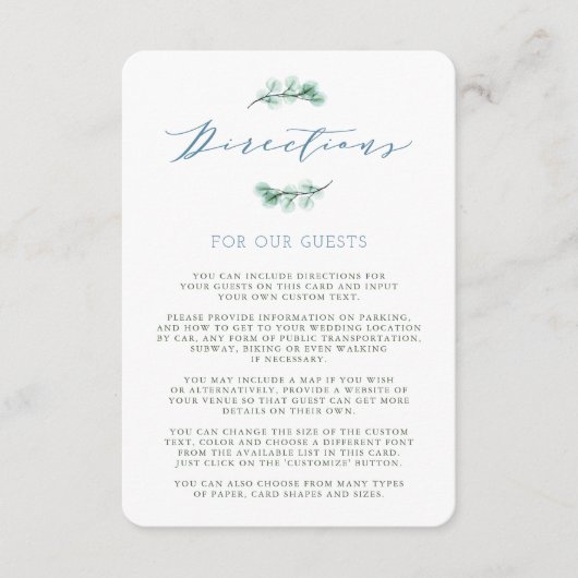 水彩画の多肉植物の庭　ウェディング　ディレクションカード エンクロージャーカード (正面)