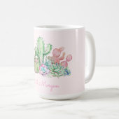 水彩画の多肉植物エレガンス コーヒーマグカップ (正面右)